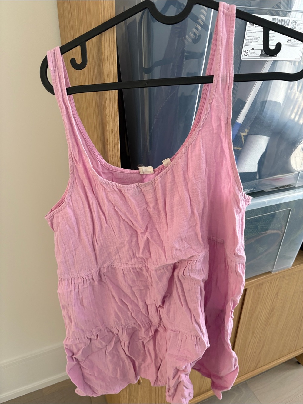 Light Pink Sleeveless Tiered Cotton Tank Top